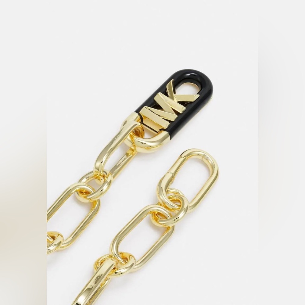 NWT Michael Kors 14K Gold-Plated Black Empire Link Chain Necklace - Picture 4 of 4